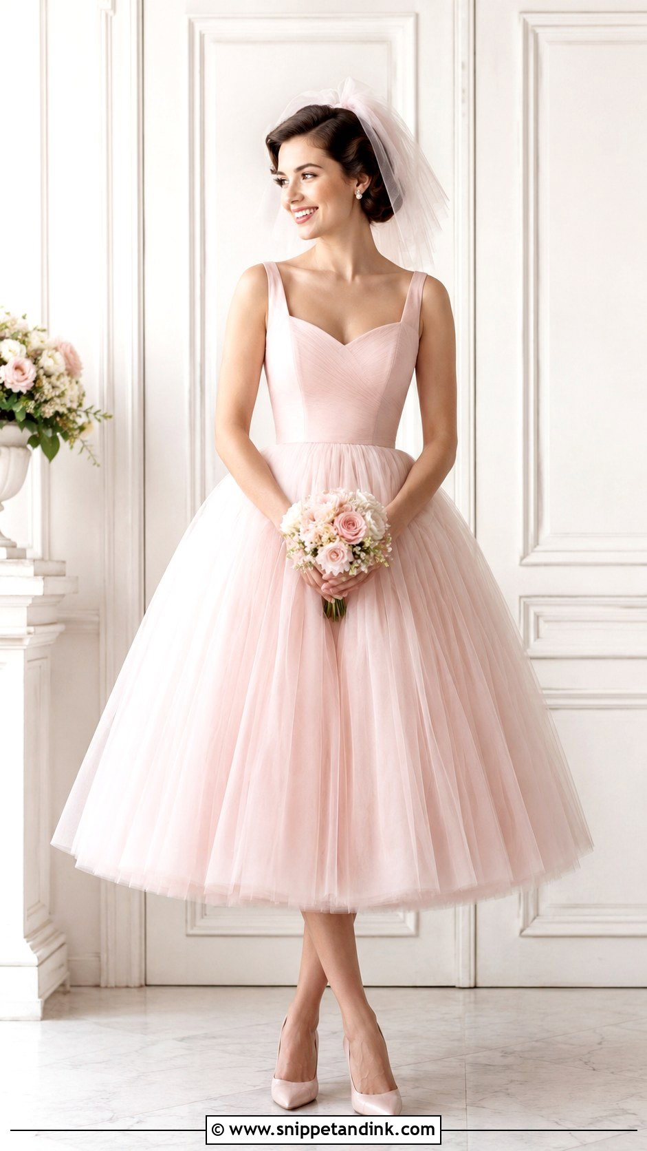 Blush Pink Tea Length Wedding Dress - Snippet and Ink - 30 Blush Pink Wedding Dress Ideas