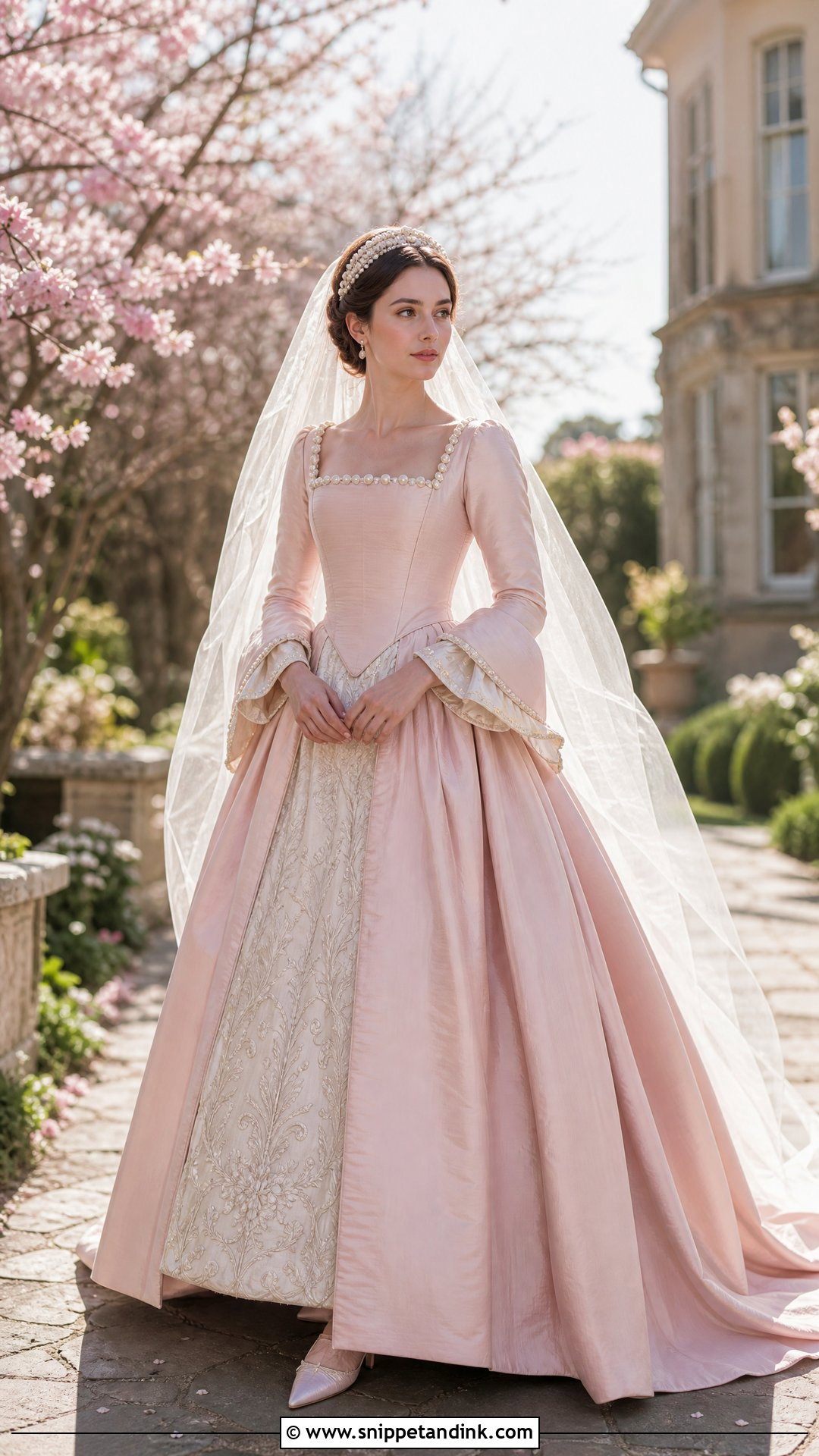 Blush Pink Tudor Wedding Dress - Snippet and Ink - 20 Tudor Wedding Dress Ideas