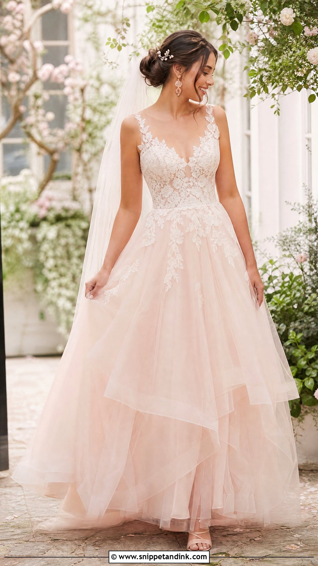 Blush Pink Tulle Bride Dress - Snippet and Ink - 20 Romantic Bride Dress Ideas