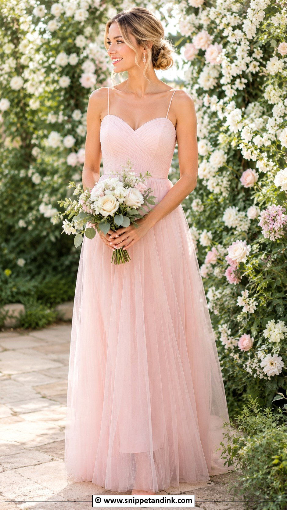 Blush Pink Tulle Bridesmaid Dress - Snippet and Ink - 25 Wedding Maids Dresses