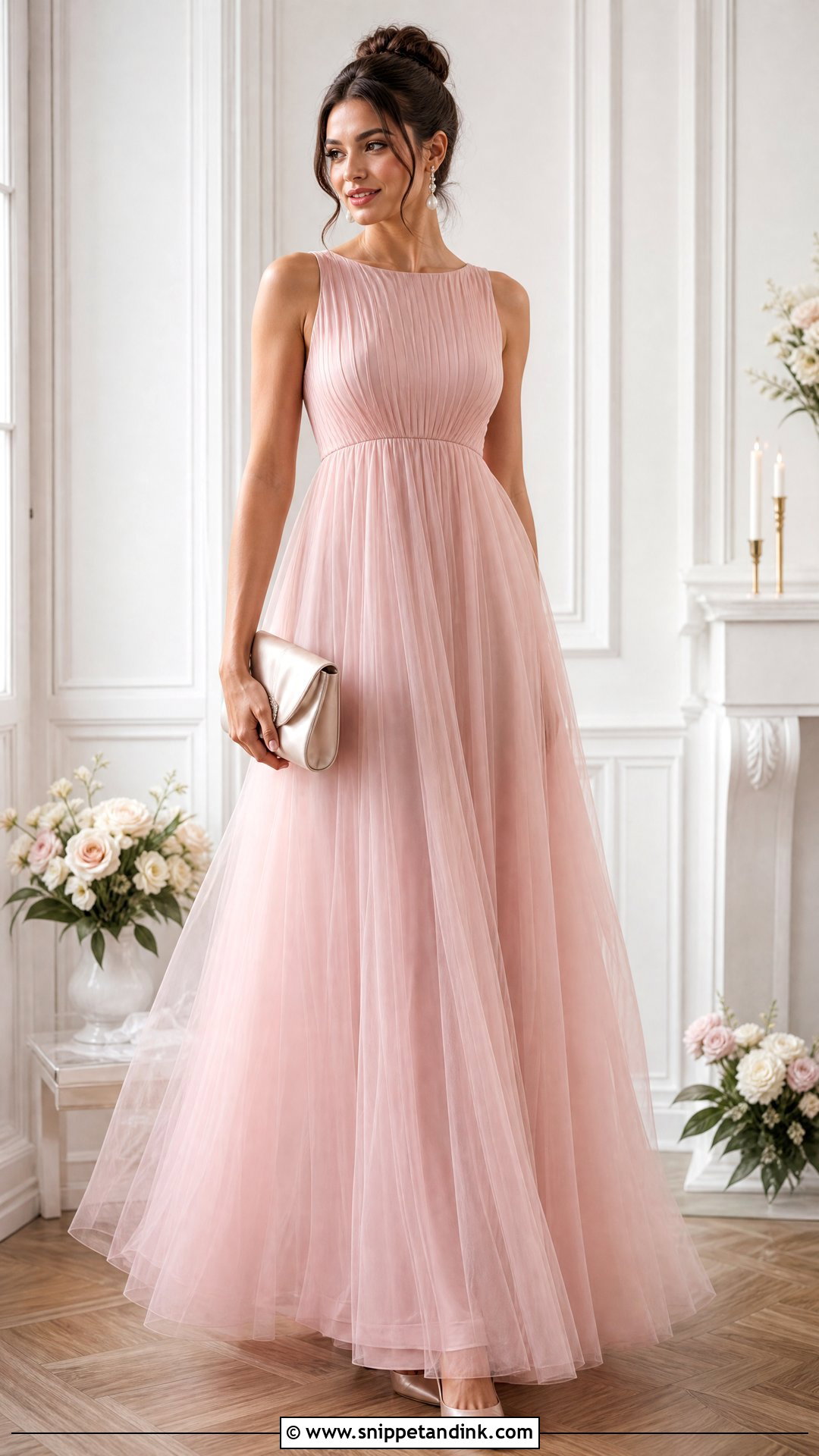 Blush Pink Tulle Empire Gown - Snippet and Ink - 20 Empire Gown Ideas