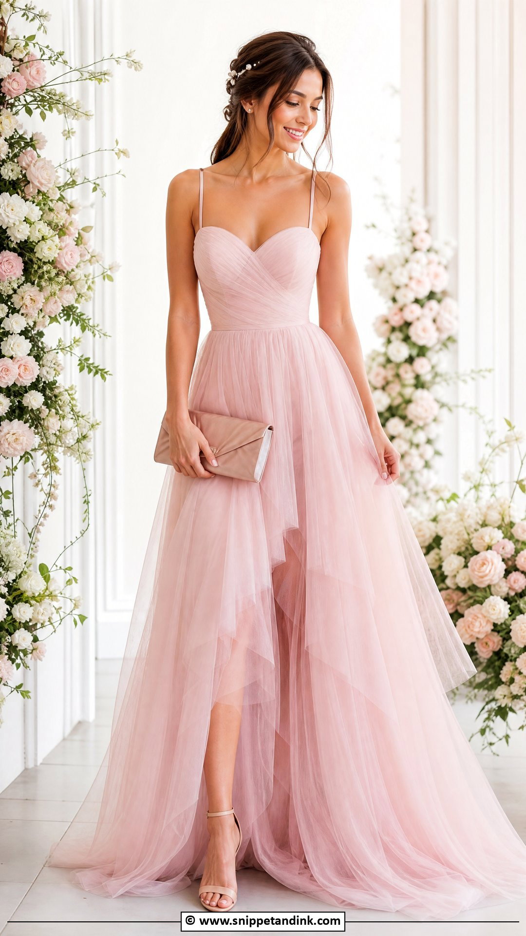 Blush Pink Tulle Maid Of Honour Dress - Snippet and Ink - 35 Maid of Honour Dresses