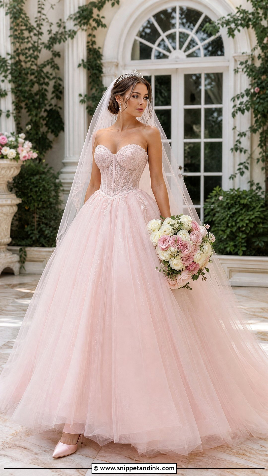 Blush Pink Tulle Princess Wedding Dress - Snippet and Ink - 20 Princess Wedding Dresses Pink