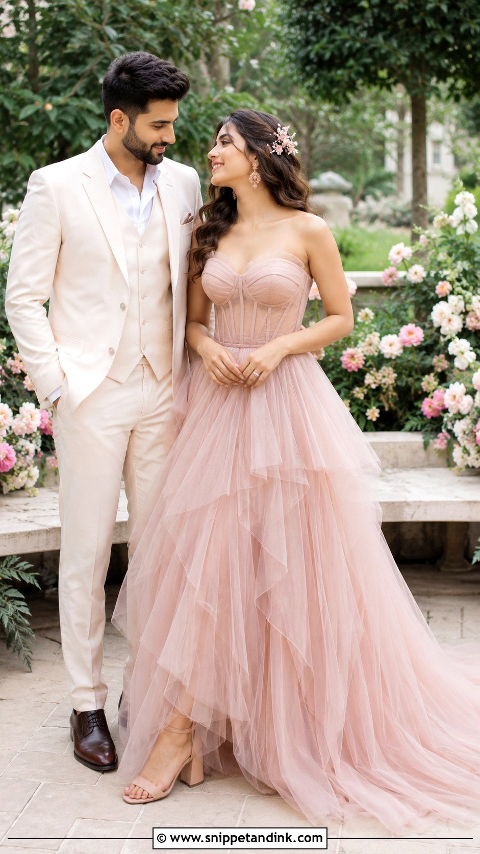 Blush Pink Tulle Tail Gown - Snippet and Ink - 20 Tail Gown for Pre Wedding Ideas