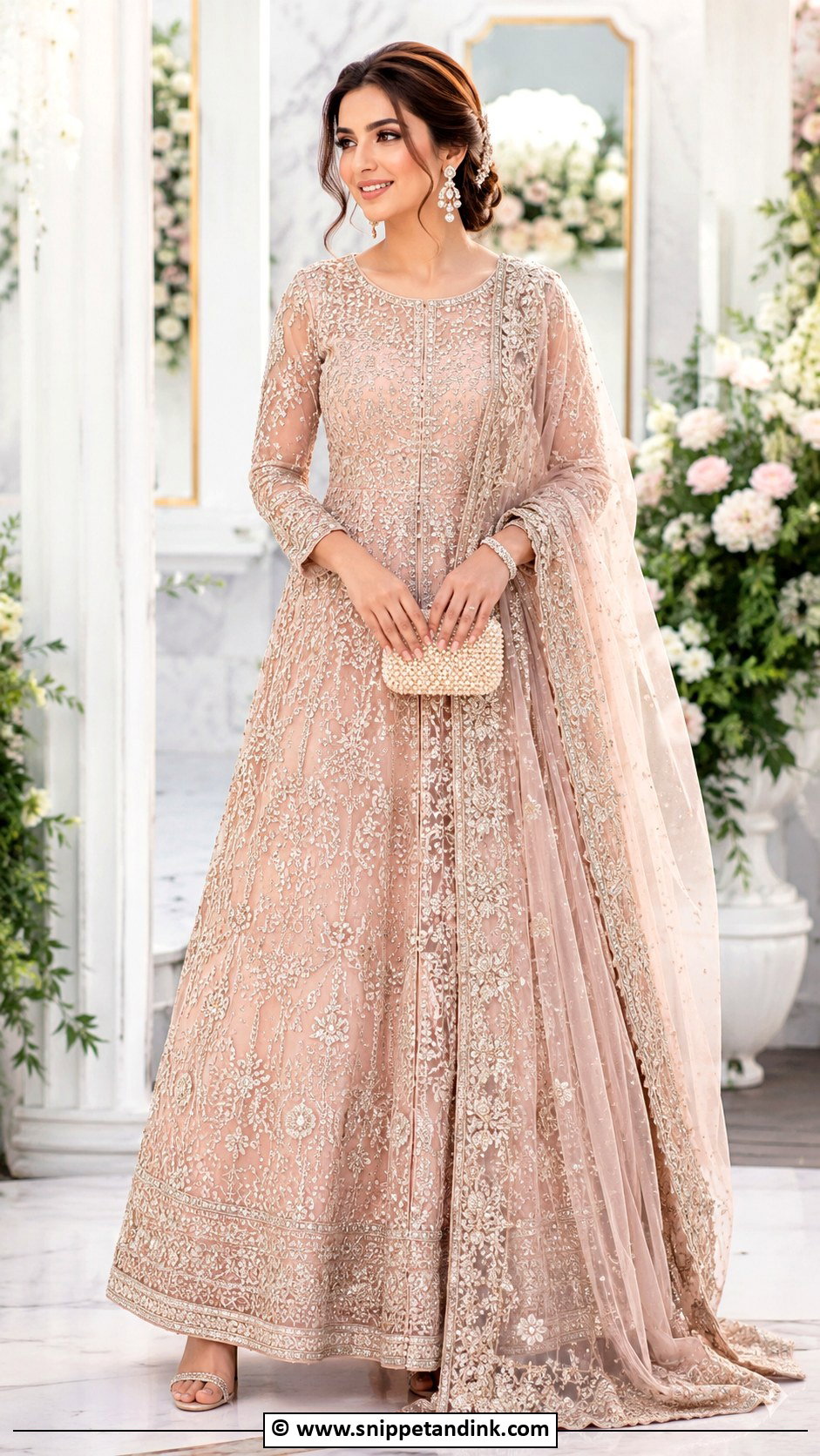 Blush Pink Valima Bridal Maxi - Snippet and Ink - 30 Valima Bridal Dress Pakistan Ideas