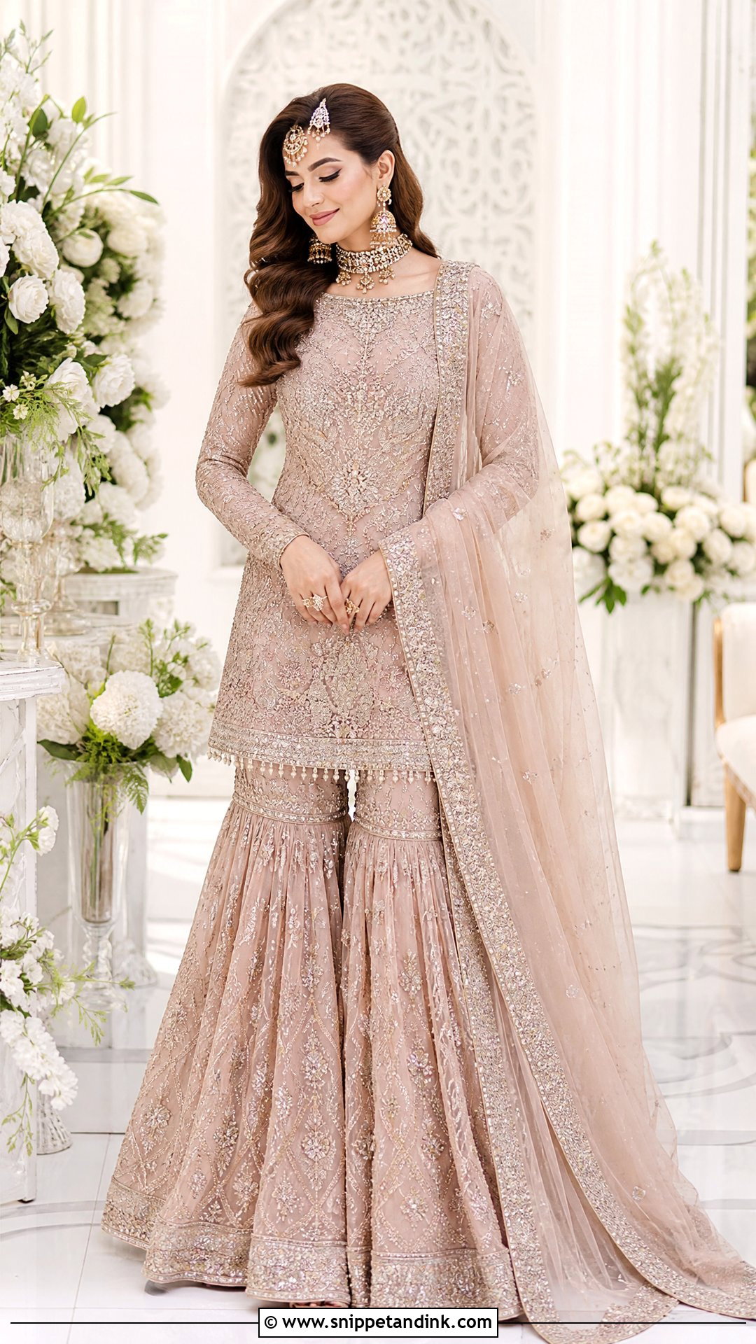 Blush Pink Waleema Dress With Gharara - Snippet and Ink - 25 Waleema Dress Pakistani Bridal Ideas