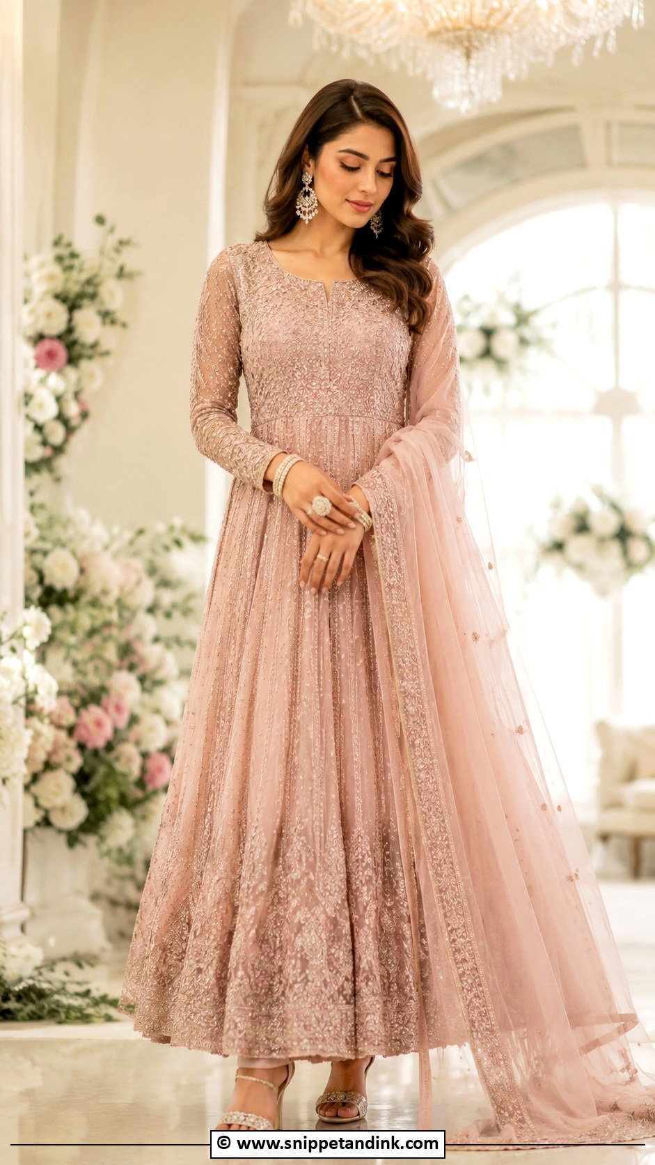 Blush Pink Walima Anarkali For Bride - Snippet and Ink - 30 Walima Outfits for Bride