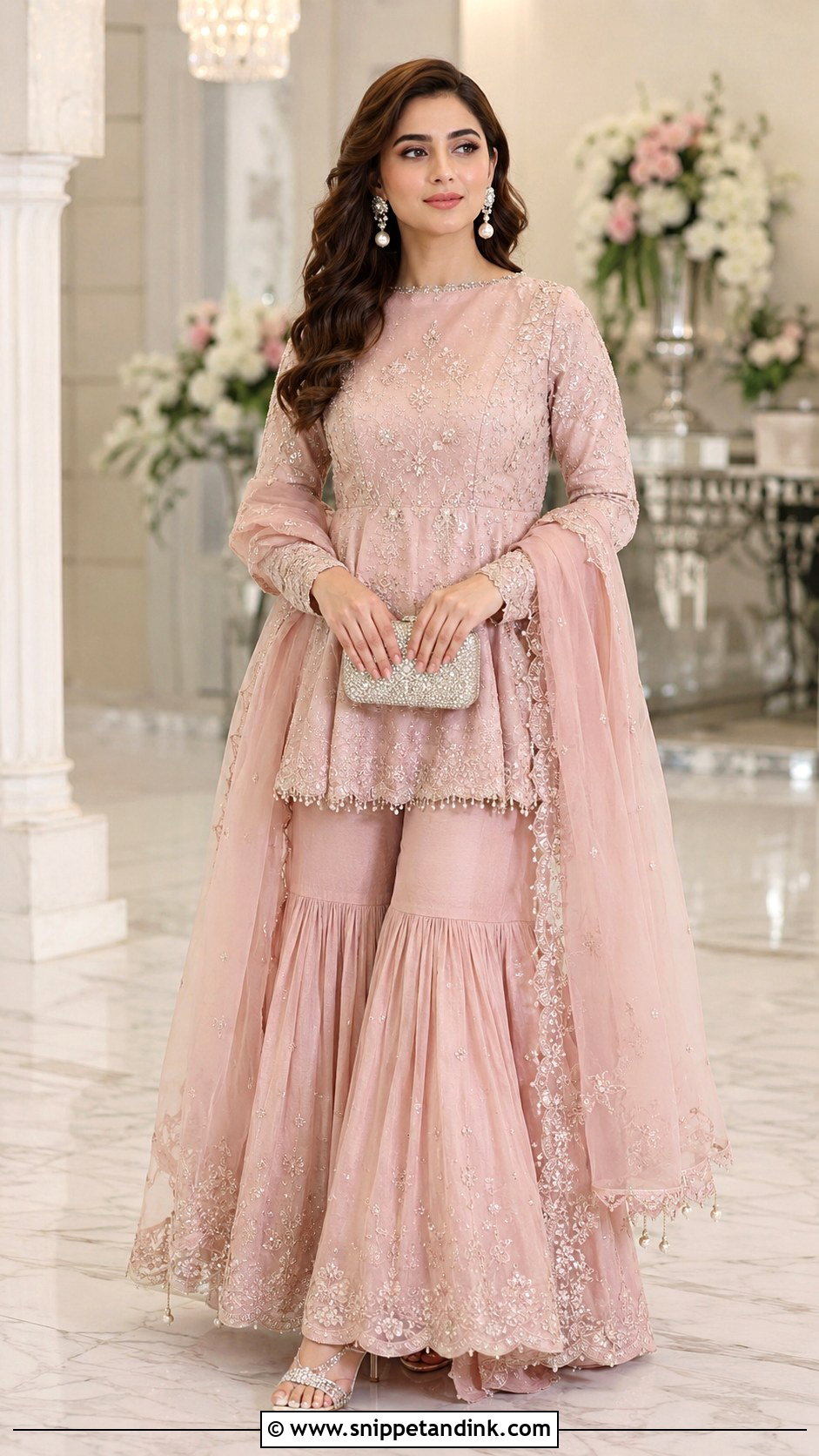 Blush Pink Walima Sharara - Snippet and Ink - 25 Walima Outfit Ideas