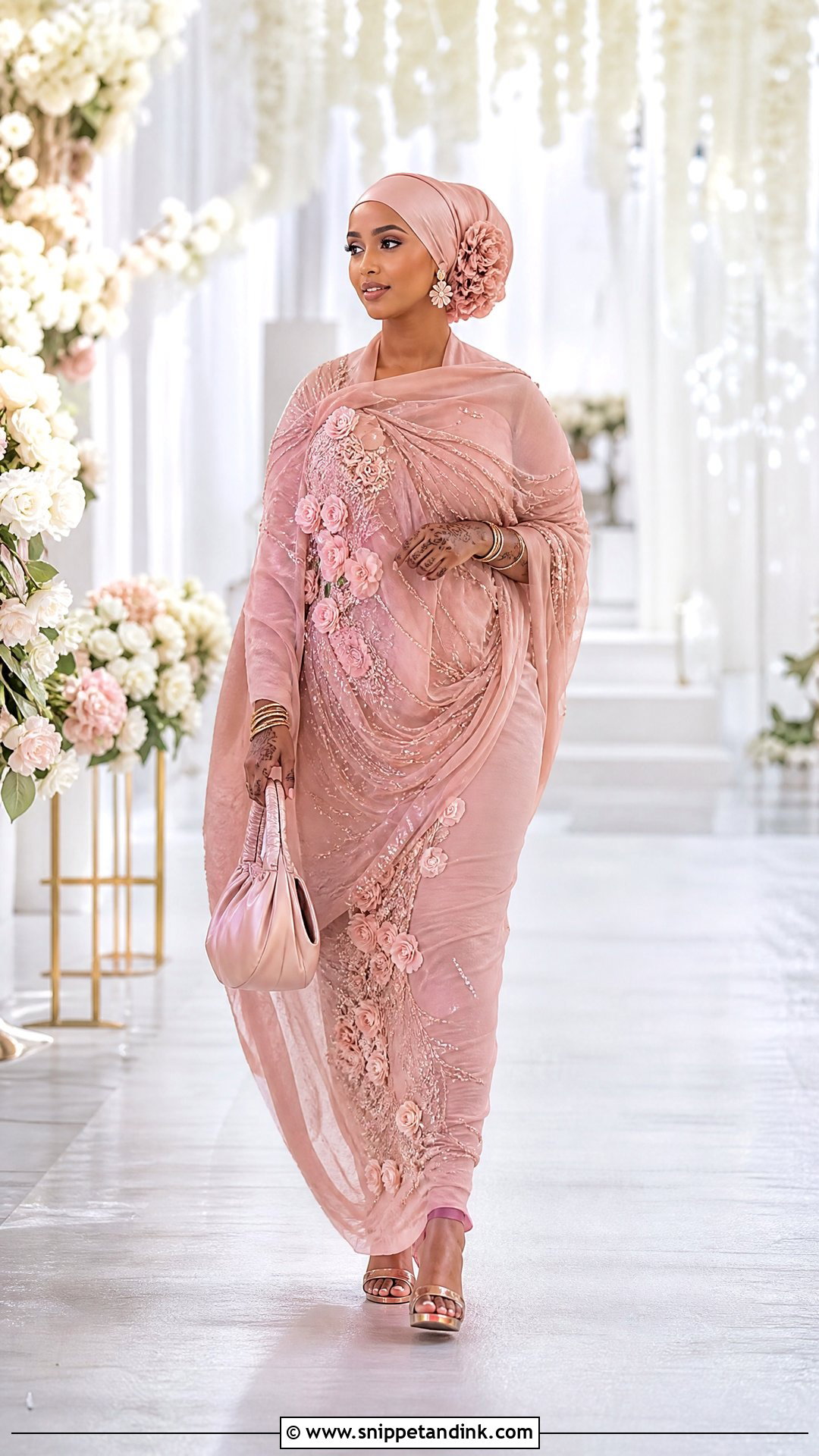 Blush Pink Wedding Dirac With Floral Beading - Snippet and Ink - 20 Wedding Dirac Ideas