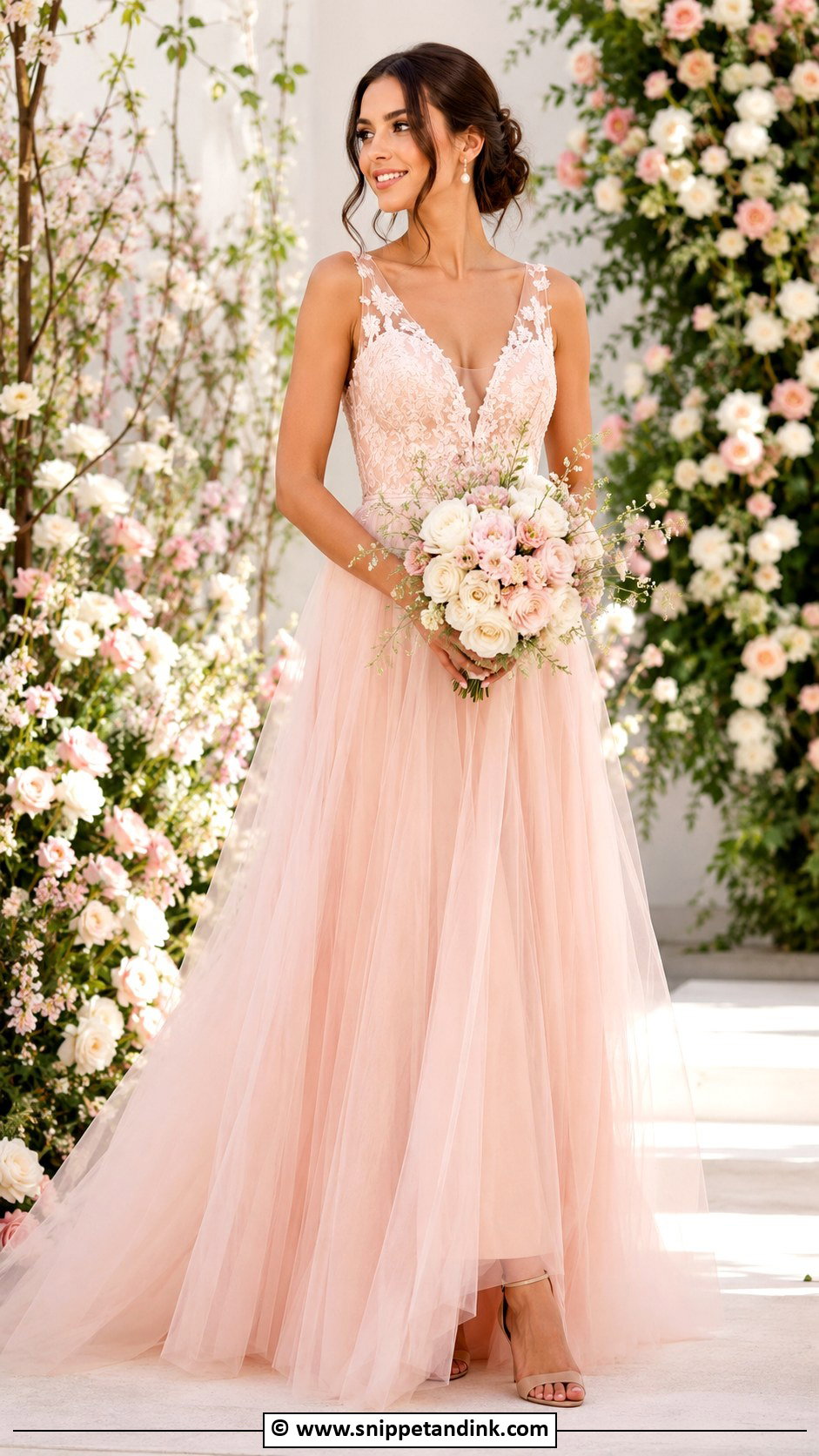 Blush Pink Wedding Dress - Snippet and Ink - 25 Colourful Wedding Dress Ideas