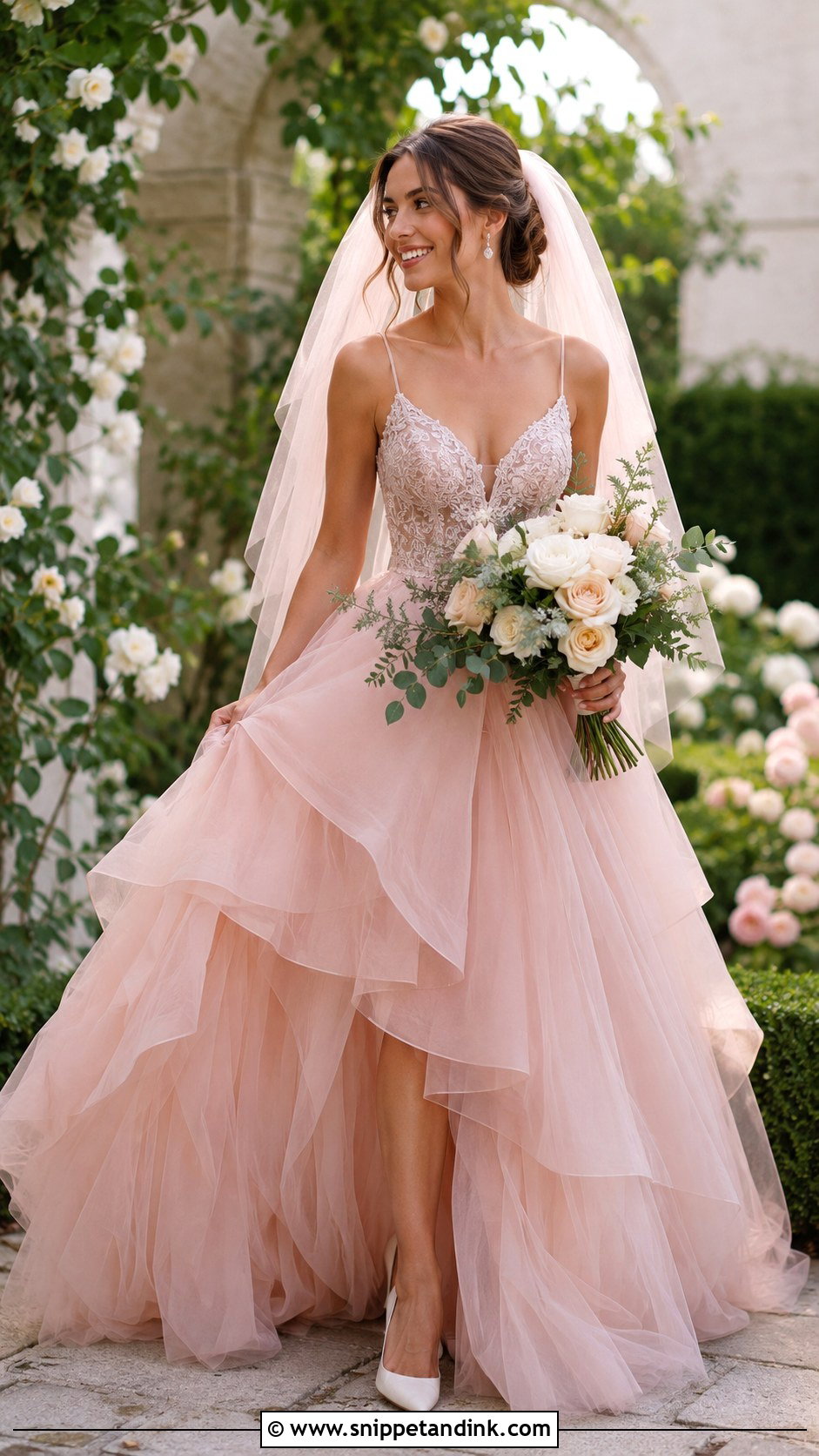 Blush Pink Wedding Dress - Snippet and Ink - 20 Colour Wedding Dress Ideas