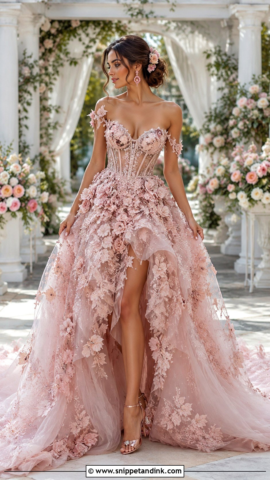 Blush Pink Wedding Dress - Snippet and Ink - 20 Maximalist Wedding Dress Ideas