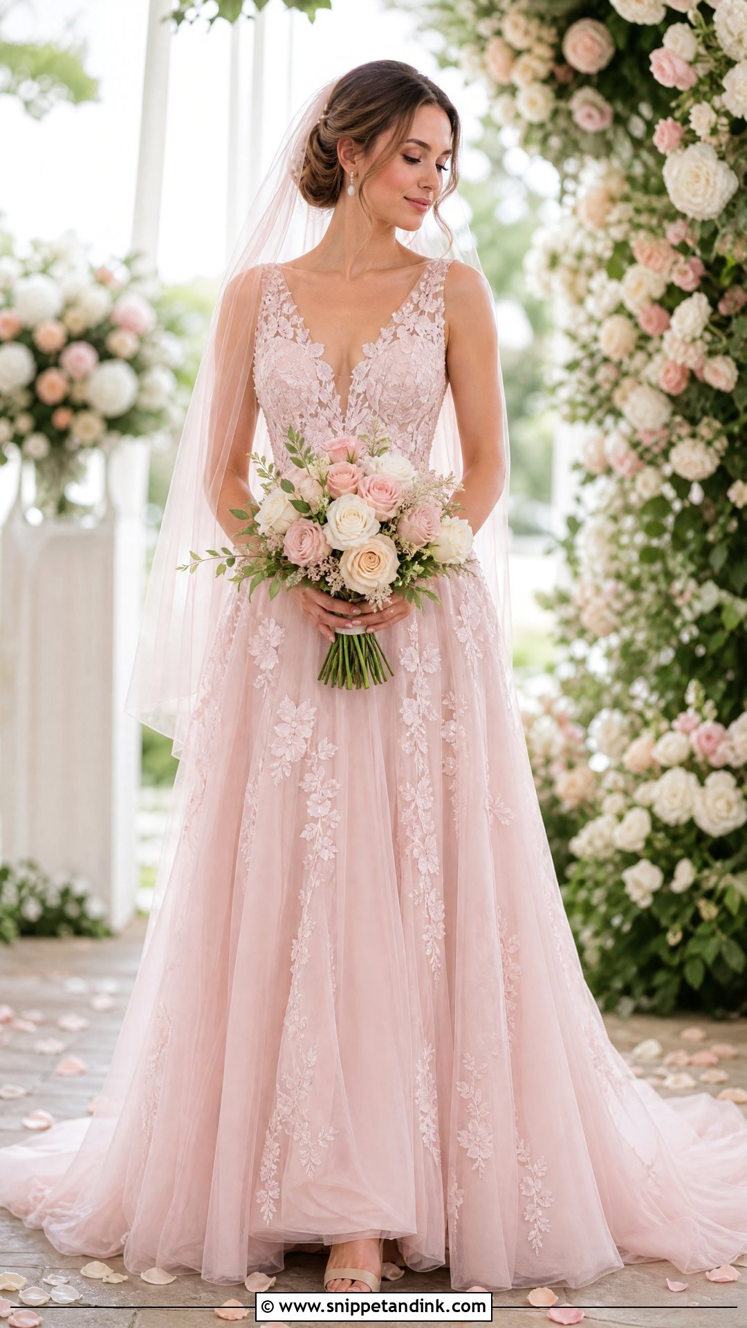 Blush Pink Wedding Dress - Snippet and Ink - 20 Wedding Dresses Not White Colour
