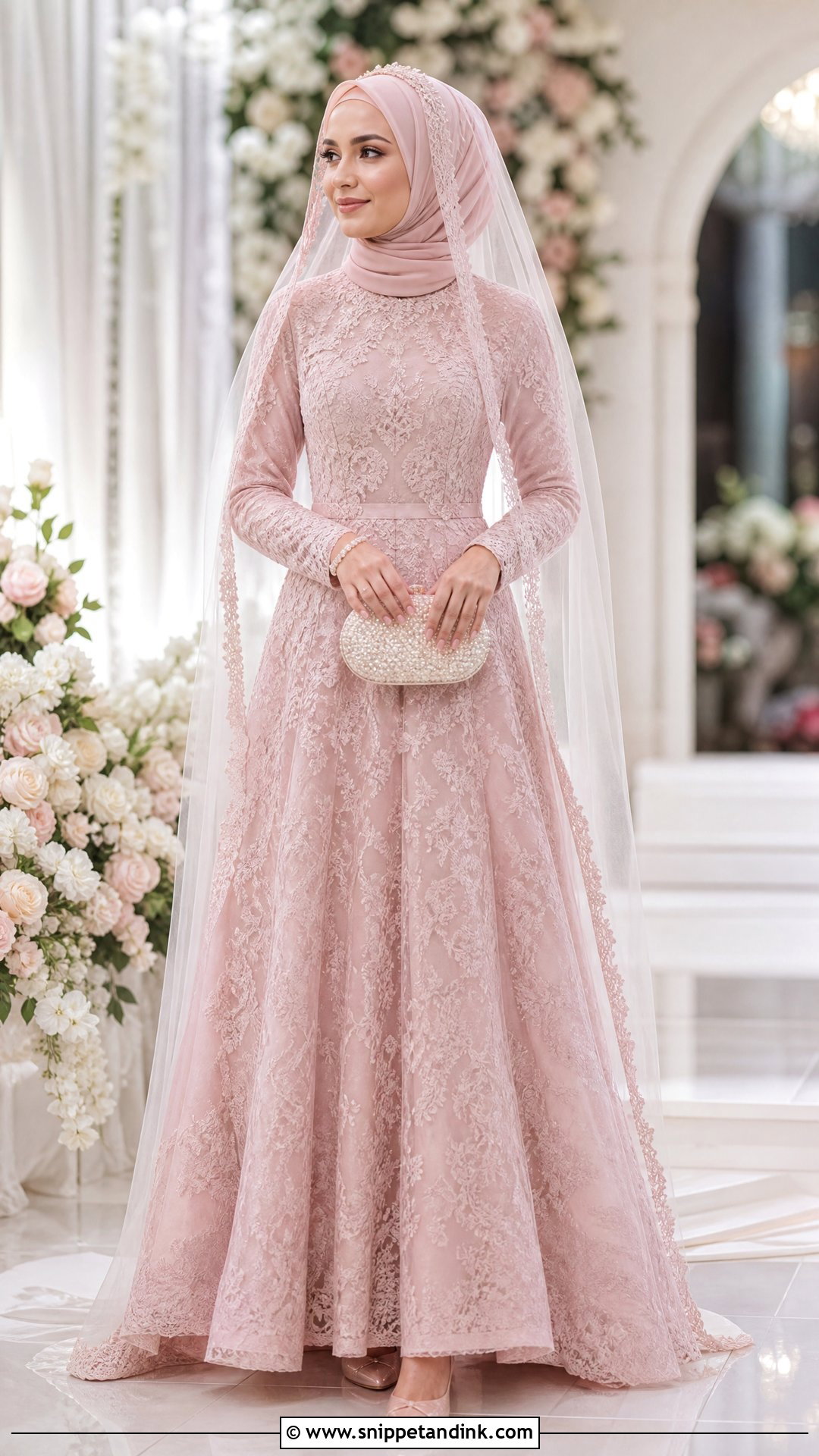 Blush Pink Wedding Dress With Hijab - Snippet and Ink - 20 Wedding Dresses with Hijab