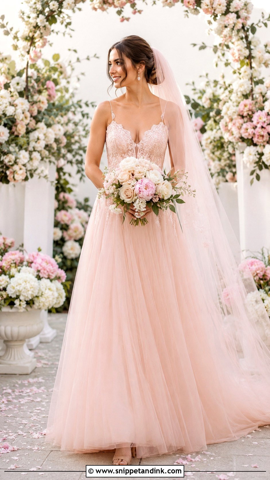 Blush Pink Wedding Gown - Snippet and Ink - 25 Colored Wedding Gowns
