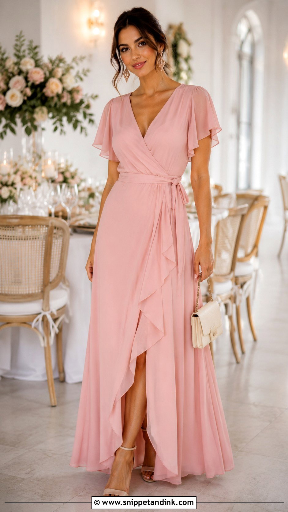 Blush Pink Wrap Bridesmaid Dress - Snippet and Ink - 20 Best Maid Dresses Designs