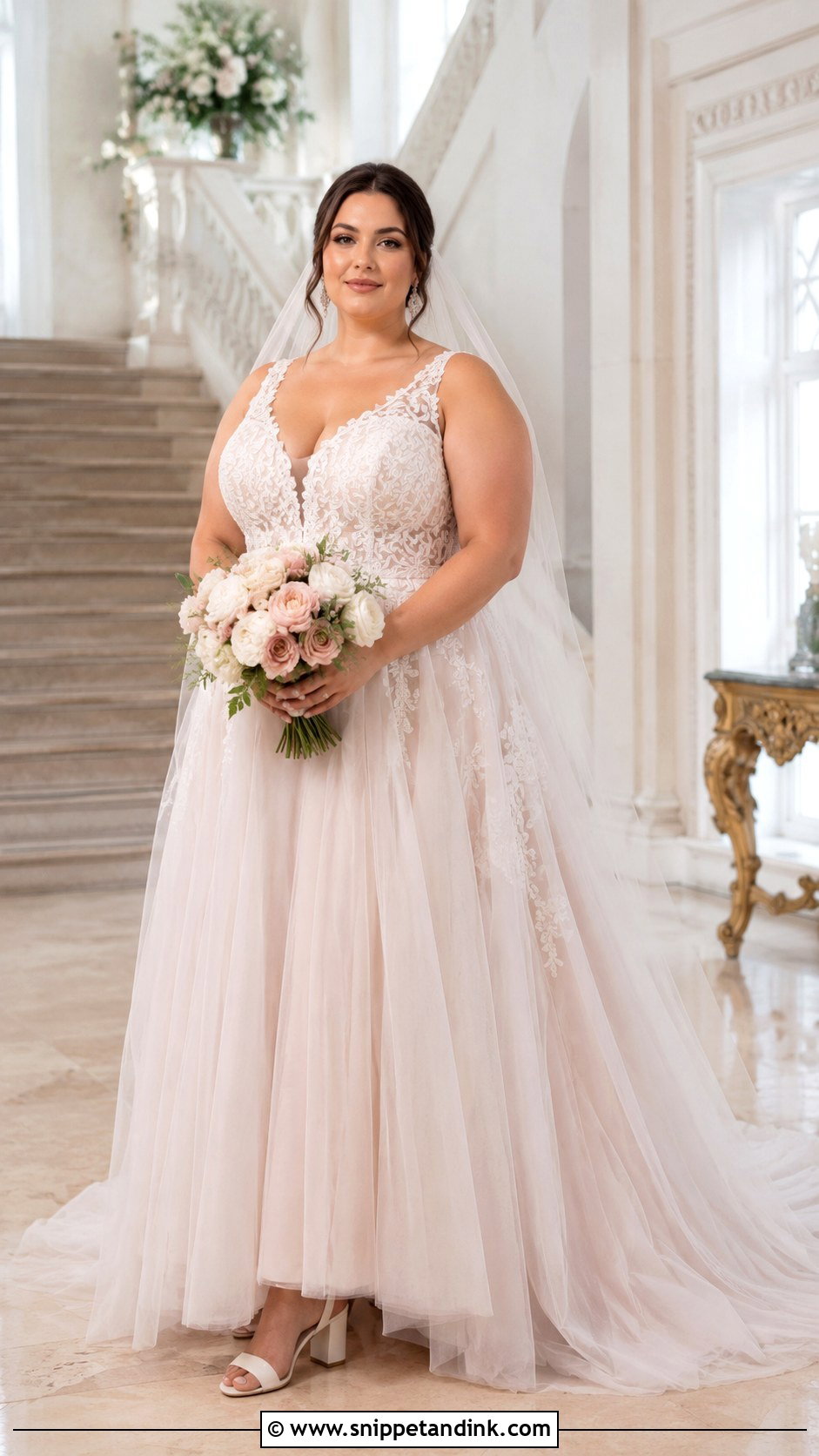 Blush Plus Size A Line Wedding Dress - Snippet and Ink - 20 Blush Wedding Dresses
