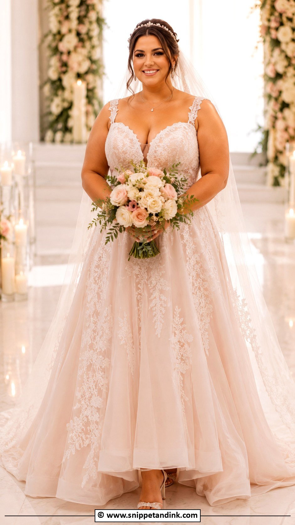Blush Plus Size Wedding Dress - Snippet and Ink - 30 Blush Wedding Dress Ideas