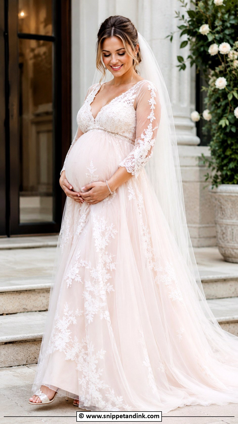 Blush Pregnant Wedding Dress - Snippet and Ink - 30 Pregnant Wedding Dress Ideas