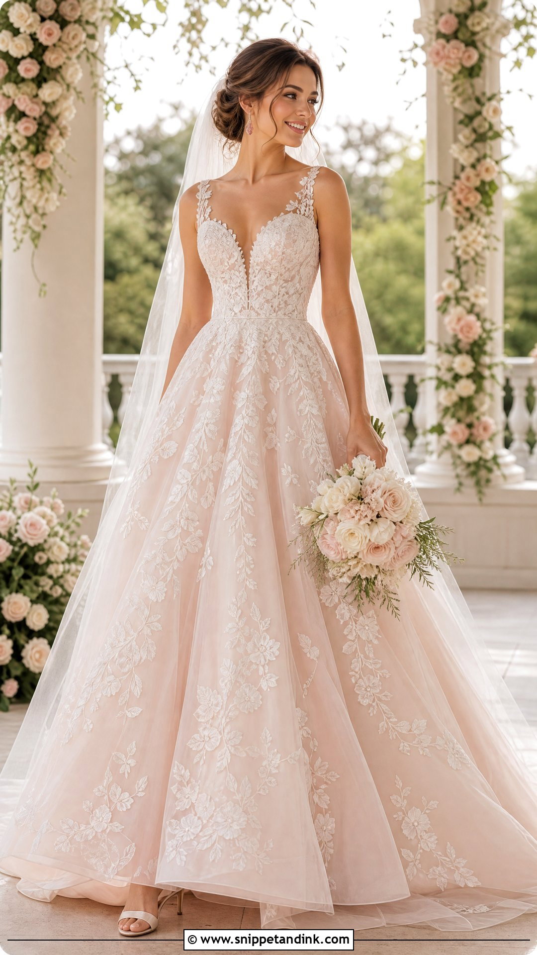 Blush Princess Cut Wedding Dress - Snippet and Ink - 20 Princess Cut Wedding Dress Ideas