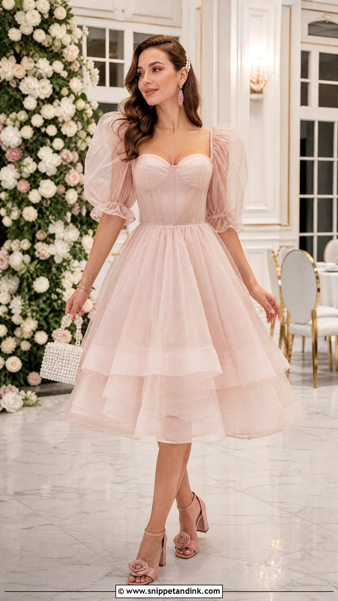 Blush Puff Sleeve Princess Corset Dress - Snippet and Ink - 20 Princess Dress Corset Ideas