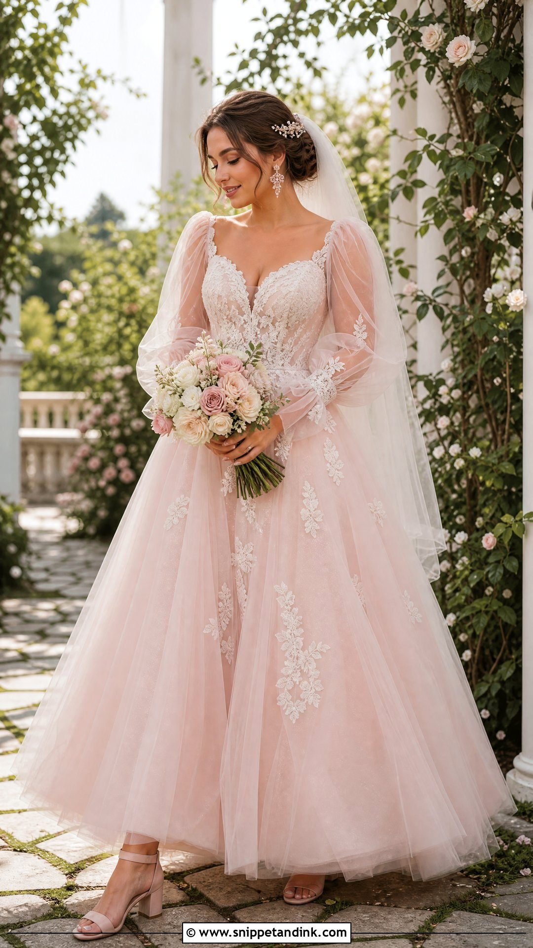 Blush Puff Sleeve Wedding Dress - Snippet and Ink - 20 Vintage Puff Sleeve Wedding Dress Ideas