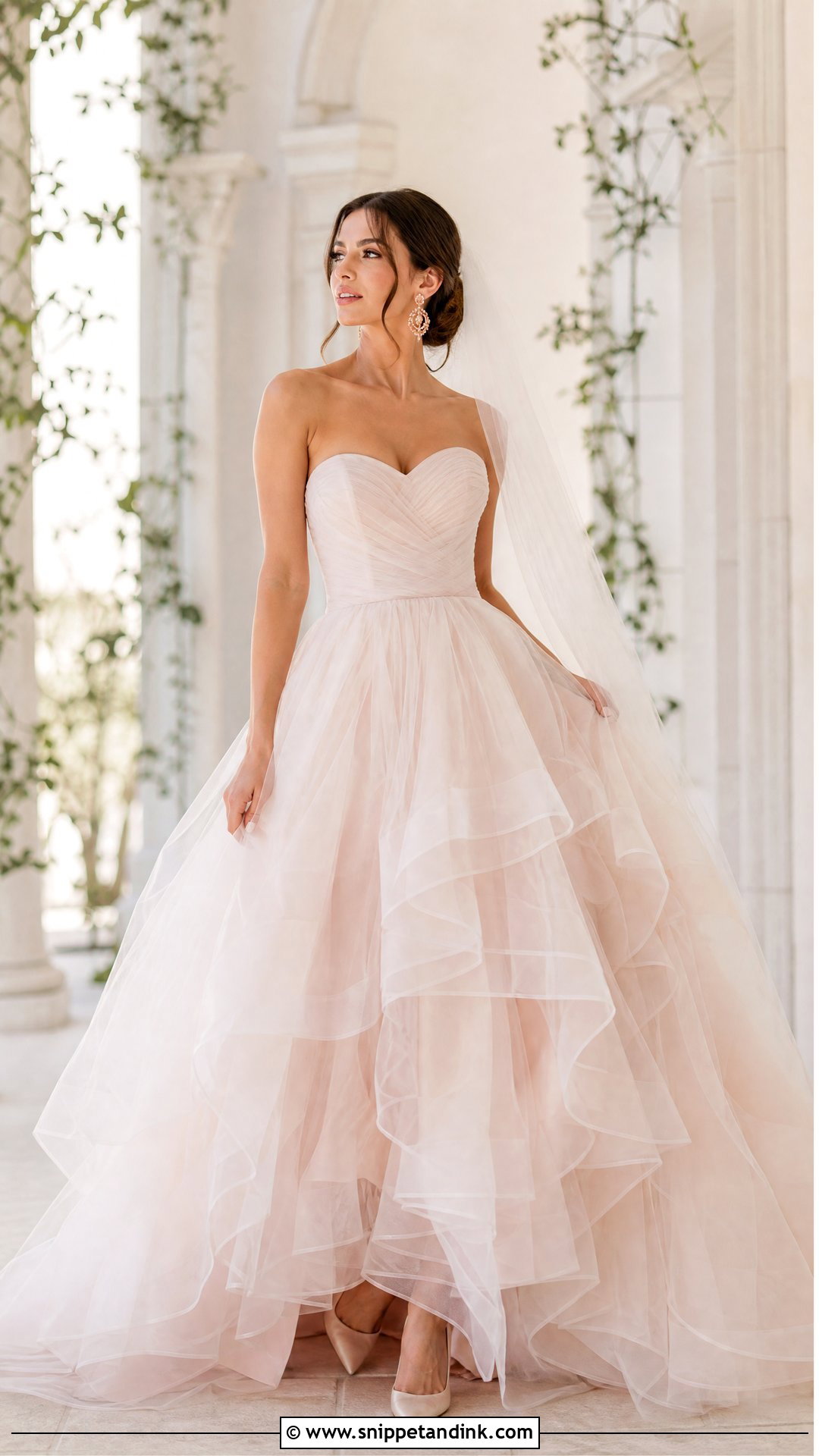 Blush Ruffle Bridal Gown - Snippet and Ink - 20 Ruffle Bridal Gown Ideas