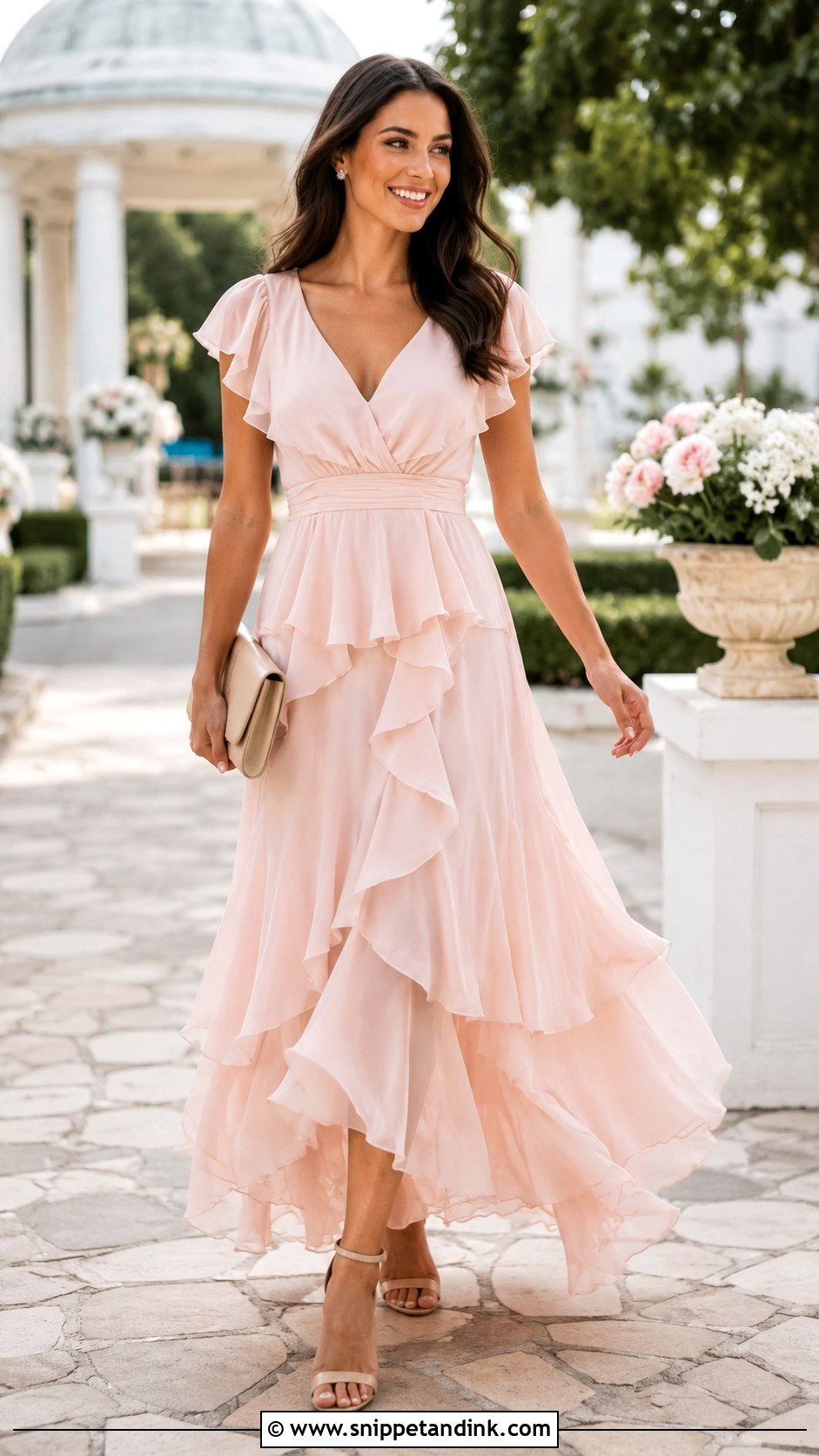 Blush Ruffle Gown Outfit - Snippet and Ink - 20 Blush Gown Ideas