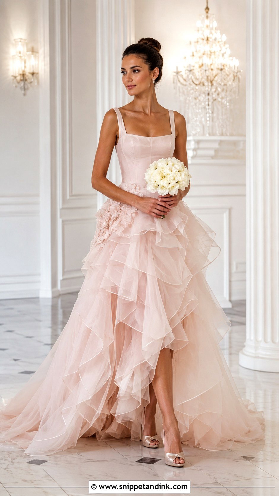 Blush Ruffled Organza Wedding Dress - Snippet and Ink - 20 Blush Wedding Dresses