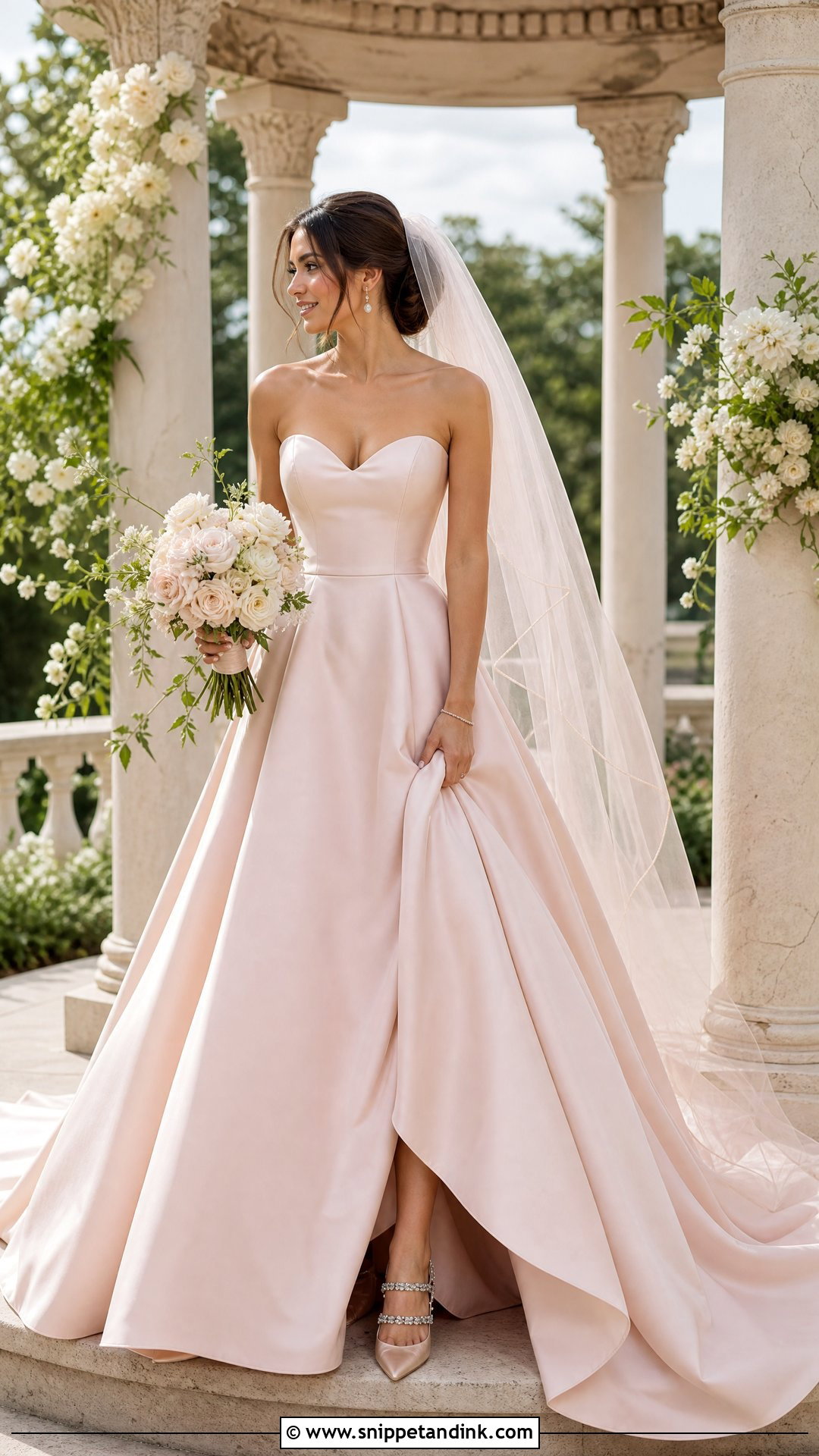 Blush Satin Ball Gown Wedding Dress - Snippet and Ink - 25 Satin Ball Gown Wedding Dress Ideas