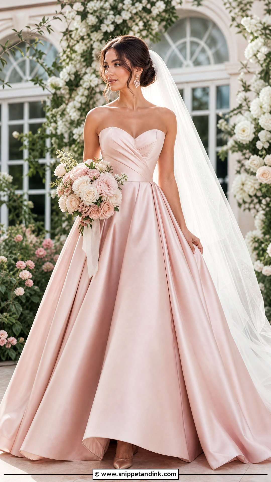 Blush Satin Ballgown Wedding Dress - Snippet and Ink - 25 Satin Ballgown Wedding Dress Ideas