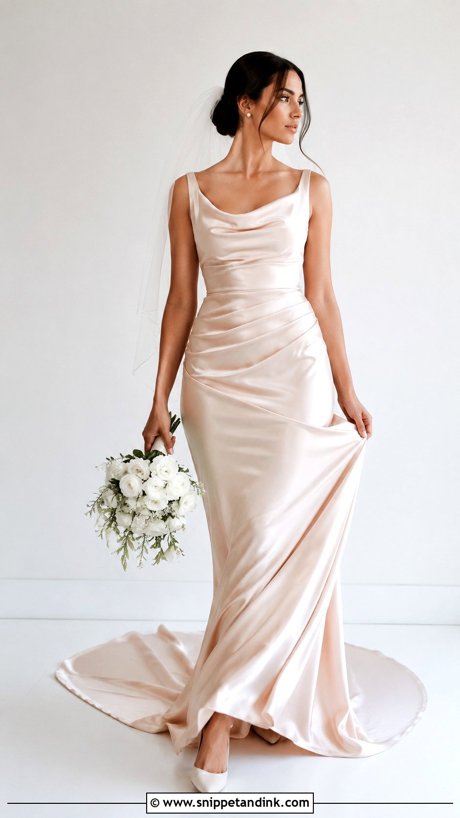 Blush Satin Wedding Dress - Snippet and Ink - 25 Blush Colored Wedding Dresses