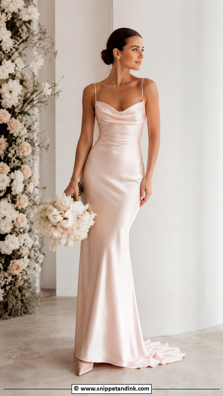 Blush Satin Wedding Dress - Snippet and Ink - 30 Blush Wedding Dress Ideas