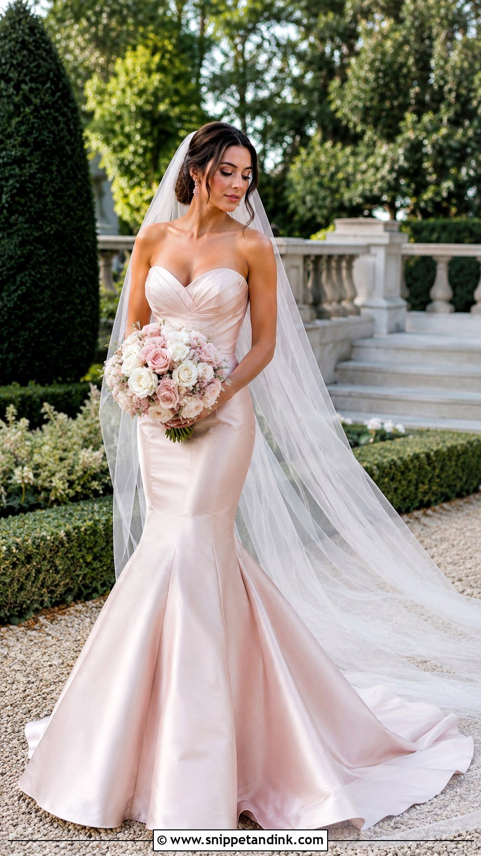Blush Silk Mermaid Wedding Dress - Snippet and Ink - 20 Silk Mermaid Wedding Dress Ideas