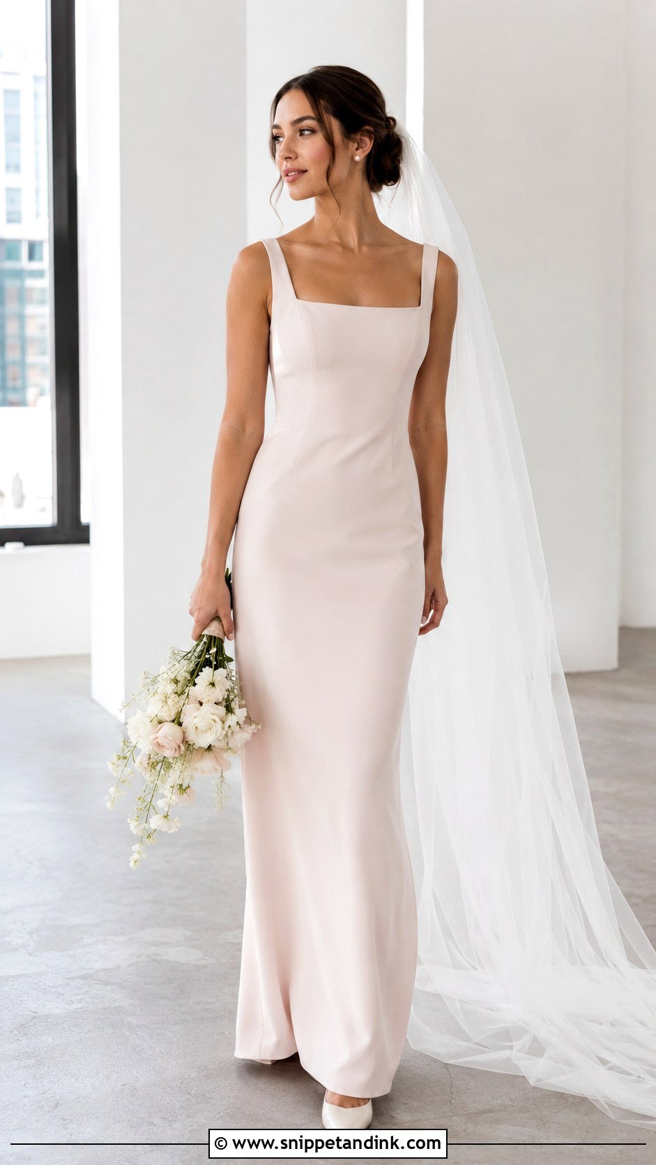 Blush Simple Wedding Dress - Snippet and Ink - 25 Blush Colored Wedding Dresses