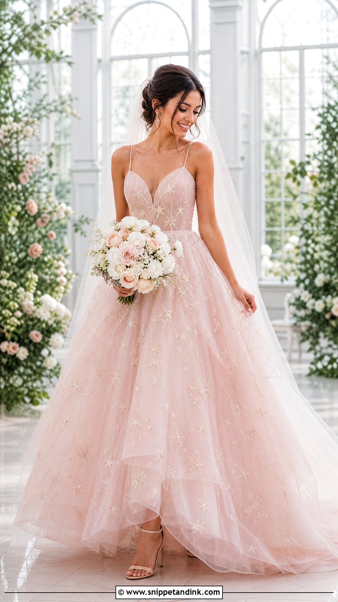 Blush Star Wedding Dress - Snippet and Ink - 20 Wedding Dress with Stars Ideas