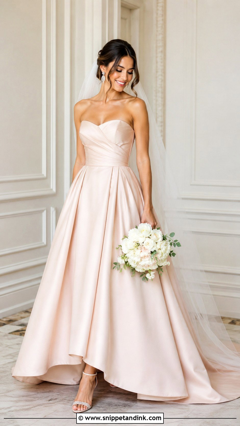 Blush Strapless Wedding Dress - Snippet and Ink - 25 Blush Colored Wedding Dresses