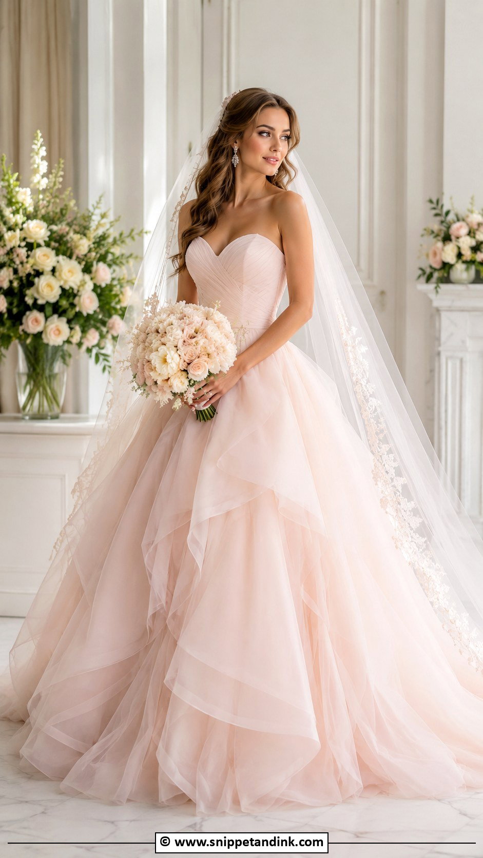 Blush Strapless Wedding Dress - Snippet and Ink - 30 Blush Wedding Dress Ideas