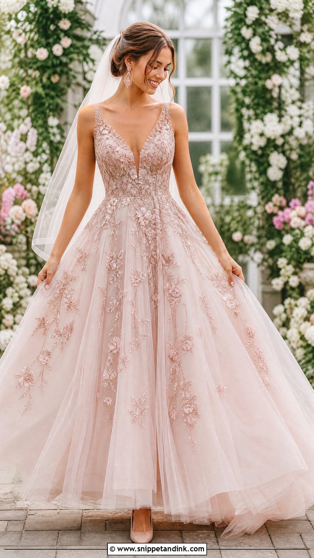 Blush Swarovski Crystal Wedding Dress - Snippet and Ink - 20 Swarovski Wedding Dress Ideas