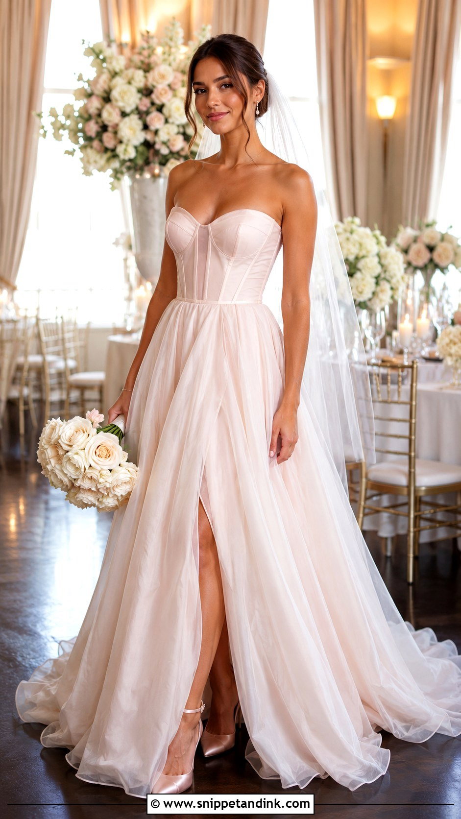 Blush Sweetheart Corset Wedding Dress - Snippet and Ink - 20 Blush Wedding Dresses