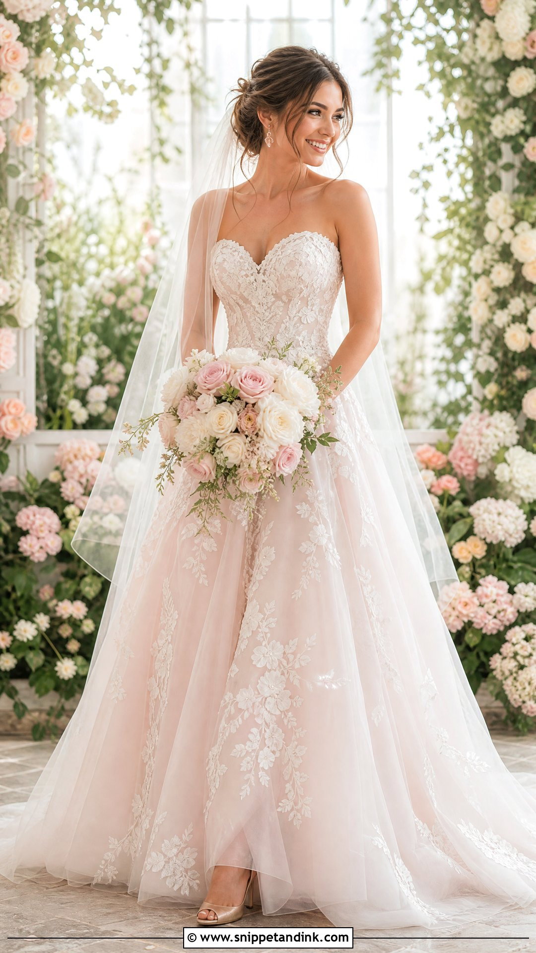 Blush Sweetheart Neckline A Line Wedding Dress - Snippet and Ink - 20 Sweet Heart Neckline Wedding Dress Aline Ideas