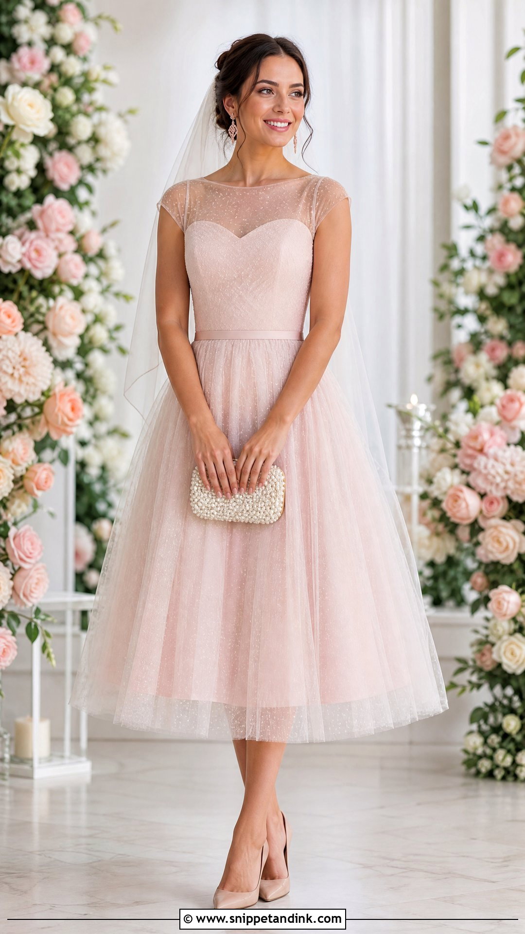 Blush Tea Length Bridal Dress - Snippet and Ink - 20 Tea Length Bridal Dresses