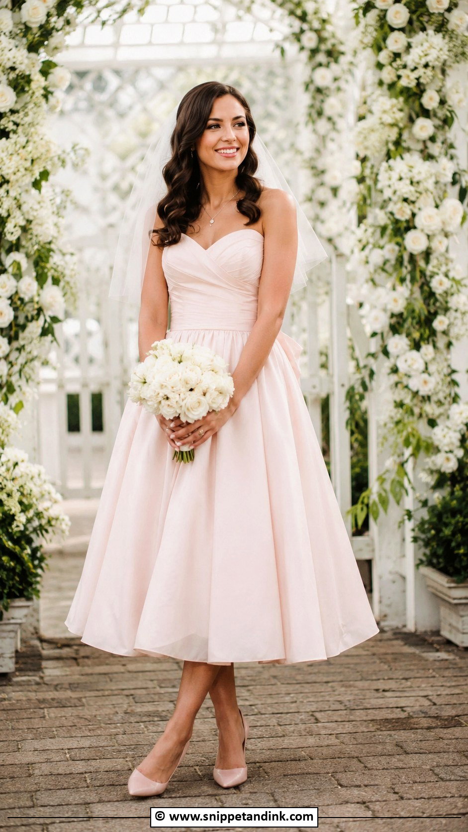 Blush Tea Length Wedding Dress - Snippet and Ink - 30 Blush Wedding Dress Ideas