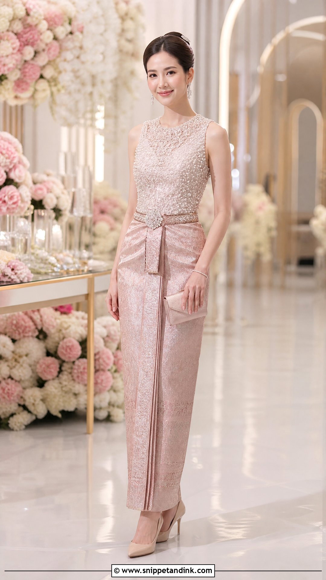 Blush Thai Dusit Wedding Dress - Snippet and Ink - 20 Traditional Thai Wedding Dress Ideas