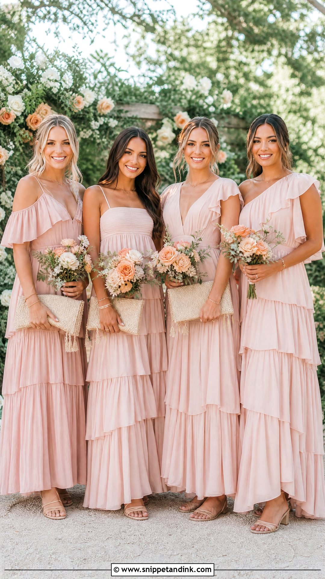 Blush Tiered Boho Bridal Party Look - Snippet and Ink - 20 Boho Bridal Party Ideas