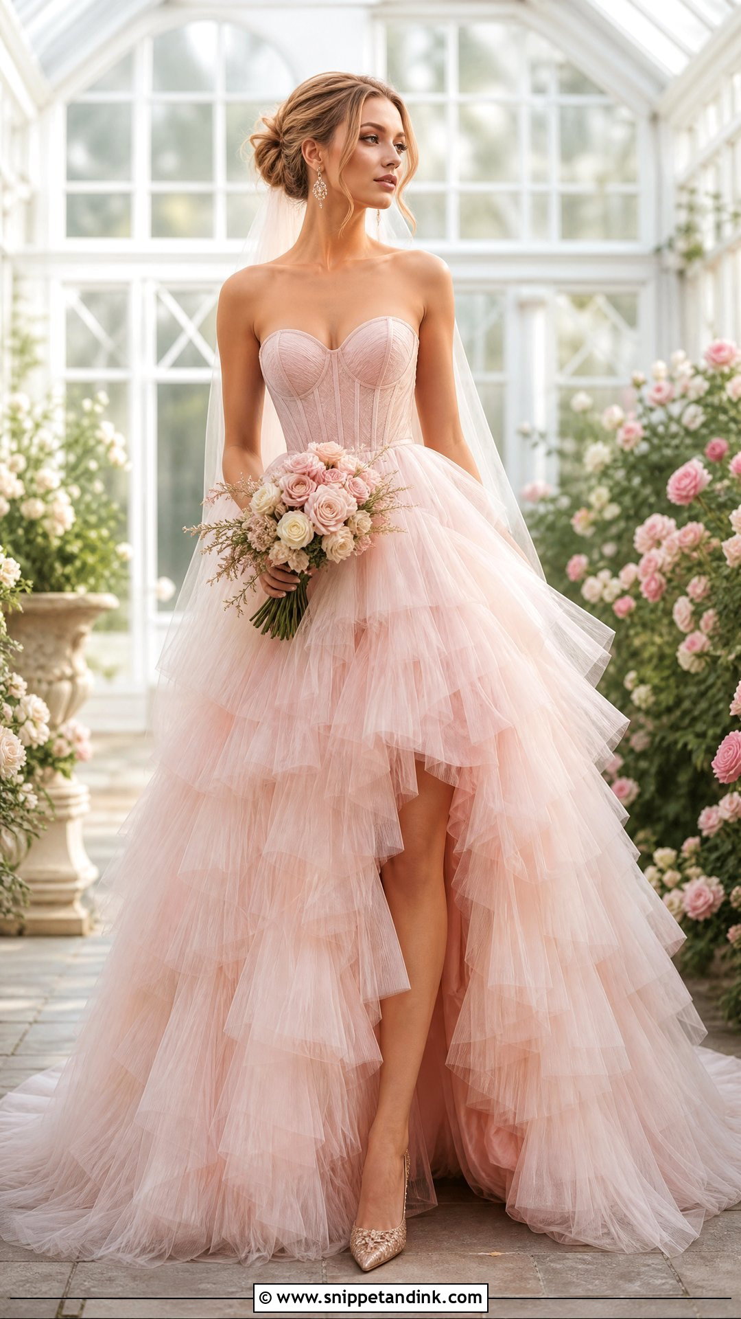 Blush Tiered Tulle Wedding Dress - Snippet and Ink - 20 Tiered Tulle Wedding Dress Ideas