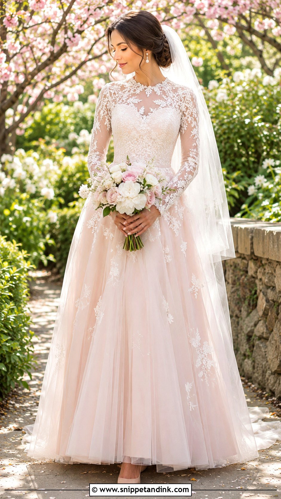 Blush Tulle A Line Wedding Dress - Snippet and Ink - 20 Modest a Line Wedding Dress Ideas