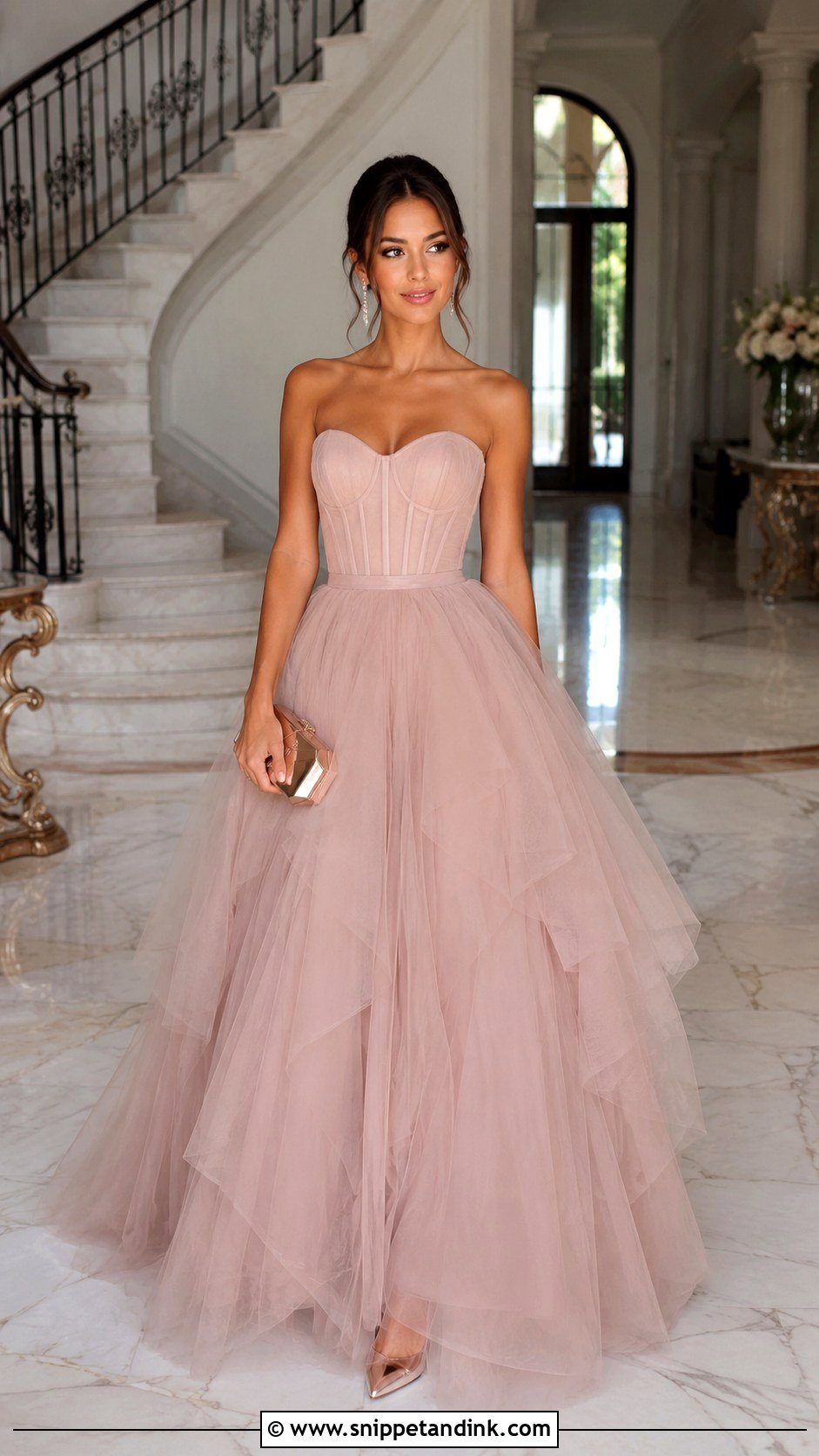 Blush Tulle Ball Gown Outfit - Snippet and Ink - 20 Blush Gown Ideas
