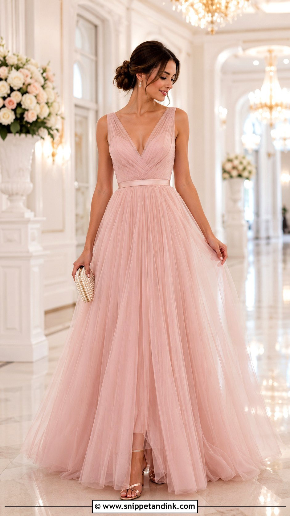 Blush Tulle Ball Gown Outfit - Snippet and Ink - 25 White Tie Wedding Ideas