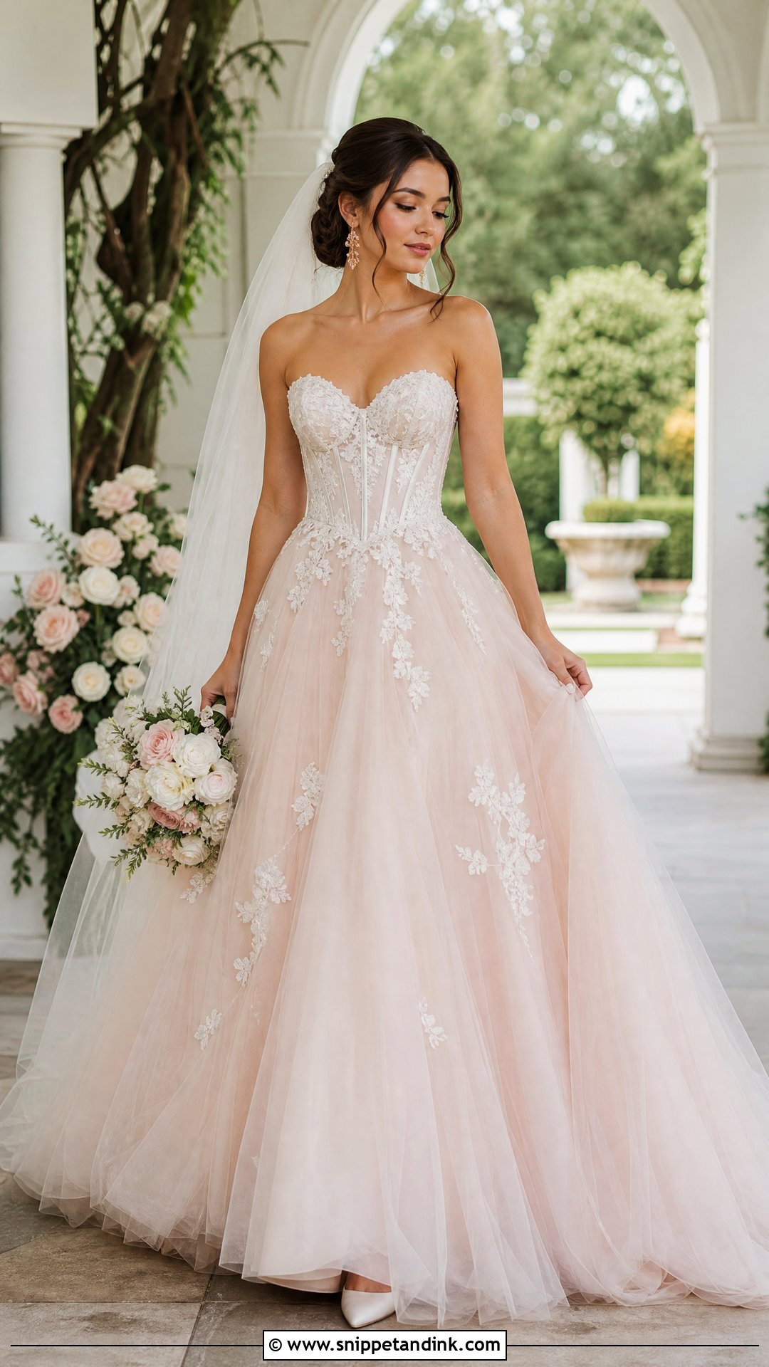 Blush Tulle Ball Gown Wedding Dress - Snippet and Ink - 20 Tulle Ball Gown Wedding Dress Ideas